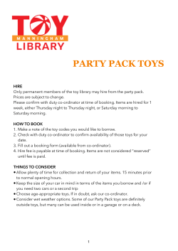 party pack information - Manningham Toy Library