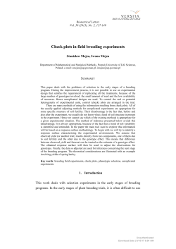 Check plots in field breeding experiments