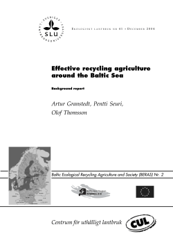 Effective recycling agriculture around the Baltic Sea
