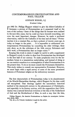 CONTEMPORANEOUS PROTESTANTISM AND PAUL TILLICH