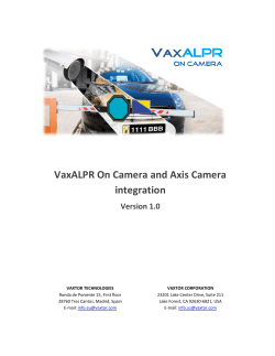 VaxALPR On Camera and Axis Camera integration