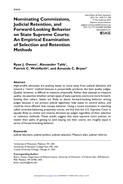 Nominating Commissions, Judicial Retention, and Forward