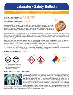 DESIGNATED SUBSTANCE: ARSENIC What is so amazing about