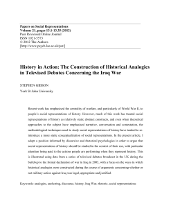 History in Action: The Construction of Historical Analogies in