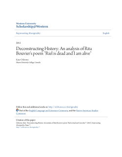 An analysis of Rita Bouvier`s poem "Riel is dead and I am alive"