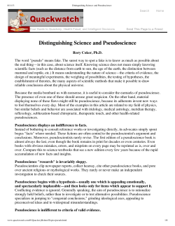 Distinguishing Science and Pseudoscience