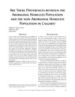 Are There Differences between the Aboriginal Homeless Population