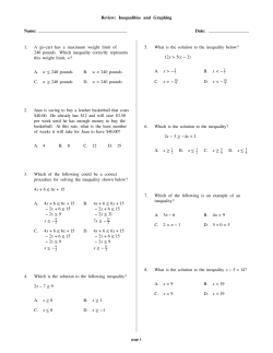 Review: Inequalities and Graphing