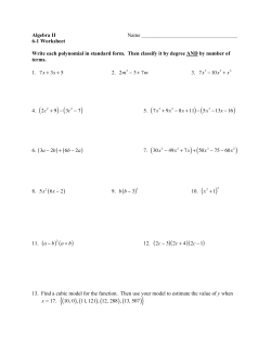 Algebra II Name 6-1 Worksheet Write each polynomial in standard