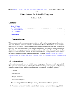 Abbreviations for Scientiﬁc Programs Contents - dust