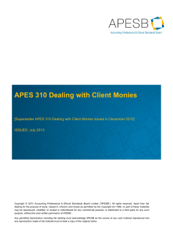 APES 310 Dealing with Client Monies