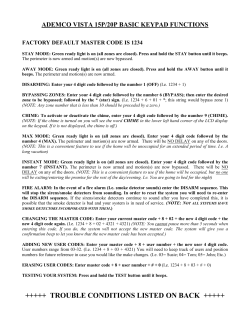 FACTORY DEFAULT MASTER CODE IS 1234