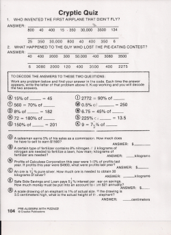 Cryptic Quiz - Houston ISD