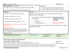 Date: December 12. 2016 School Day: 080 Learning Objectives