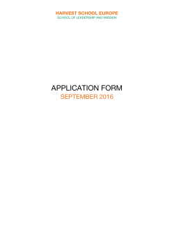 APPLICATION FORM - Harvest School Europe