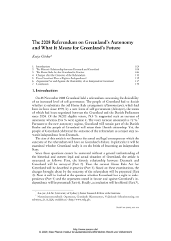 The 2008 Referendum on Greenland`s Autonomy and What
