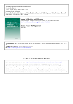Journal of Medicine and Philosophy Human Nature: An Oxymoron?