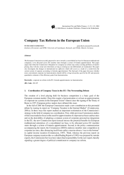 Company Tax Reform in the European Union