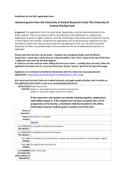 Doctoral grants from the University of Iceland Research Fund/ The