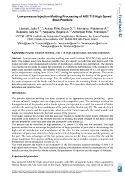 Low-pressure Injection Molding Processing of AISI T15