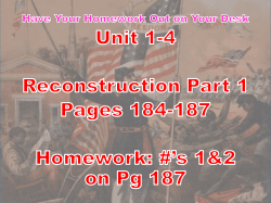 B. Presidential Reconstruction