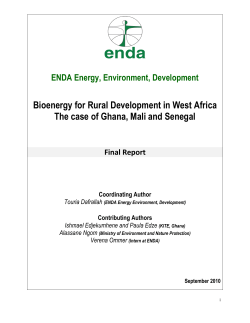 Bioenergy for Rural Development in West Africa The case of