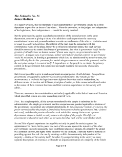 The Federalist No. 51. James Madison