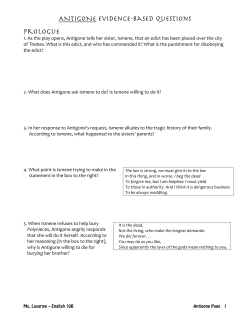 ANTIGONE Evidence-Based questions Prologue