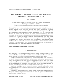 the new real number system and discrete computation and calculus