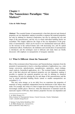 The Nanoscience Paradigm: &ldquo;Size Matters!&rdquo;