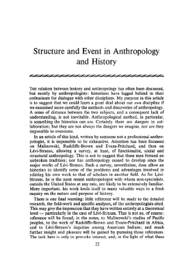 Structure and Event in Anthropology and History