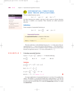 EXPONENTIAL FUNCTIONS AND THEIR APPLICATIONS