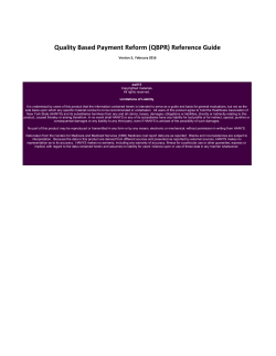 Quality Based Payment Reform (QBPR) Reference Guide