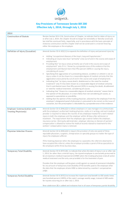 Key Provisions of Tennessee Senate Bill 200 Effective July 1, 2014