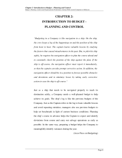 chapter 2: introduction to budget - planning and