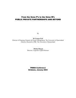 PUBLIC PRIVATE PARTNERSHIPS AND BEYOND