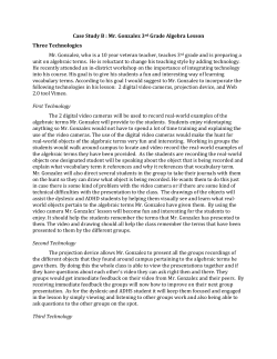 Case Study B : Mr. Gonzalez 3rd Grade Algebra Lesson