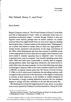 Hal, Falstaff, Henry V, and Prose-