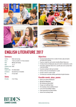 English Literature - Bede`s Summer School