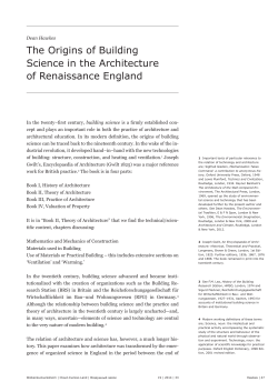 The Origins of Building Science in the Architecture of Renaissance