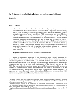 On Criticisms of Art: Subjective Interest as a Link - RIT
