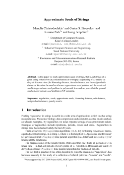 Approximate Seeds of Strings 1 Introduction