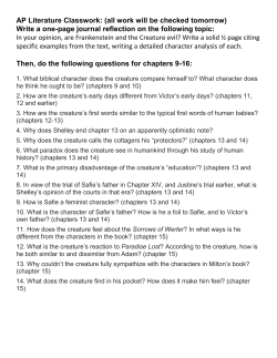 Frankenstein questions ch 9 to 16