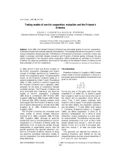 Testing models of non-kin cooperation: mutualism and the Prisoner`s