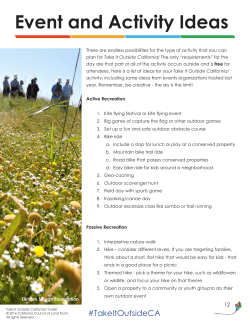 Event and Activity Ideas - Take It Outside California!