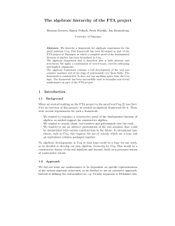 The algebraic hierarchy of the FTA project