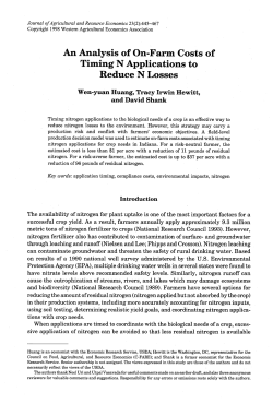 An Analysis of On-Farm Costs of Timing N