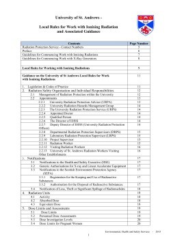 University Work with Ionizing Radiation Policy and Guidance
