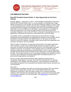 FOR IMMEDIATE RELEASE New IOFI President