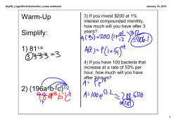 WarmUp Simplify: 1) 811/4 2) (196a6b2c)1/2